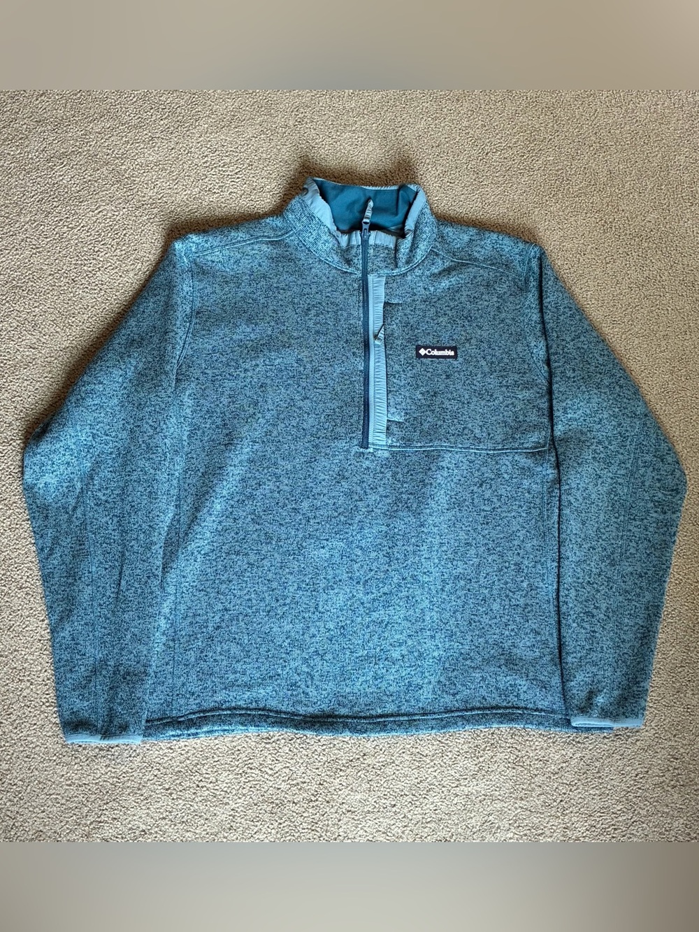 Men Columbia Teal Quarter-Zip Athletic Sweatshirt XXL Performance Fleece Pocket